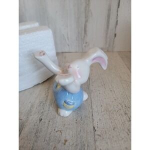 Blossoms blooms ceramic easter bunny overalls spring home decor figure